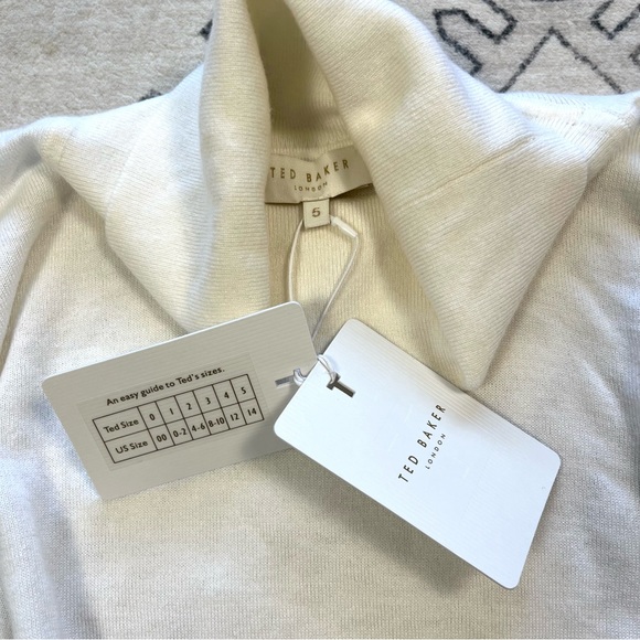 Ted Baker London Ivory Aidabel Puff Sleeve Turtleneck Sweater Size 14 - Picture 14 of 16